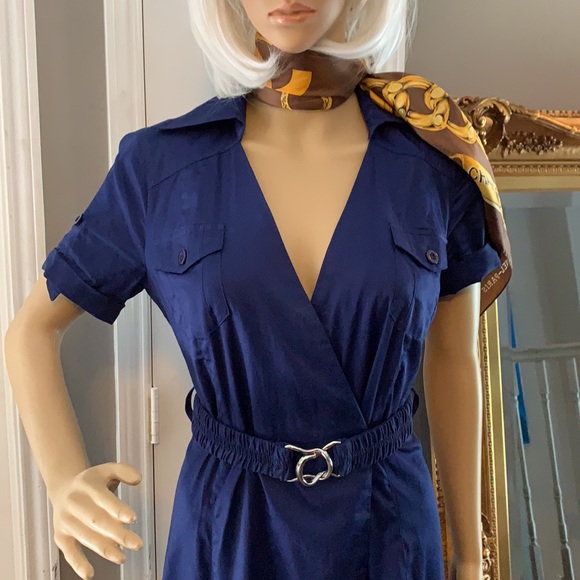 NWT NAVY BELTED DRESS - Picture 7 of 10